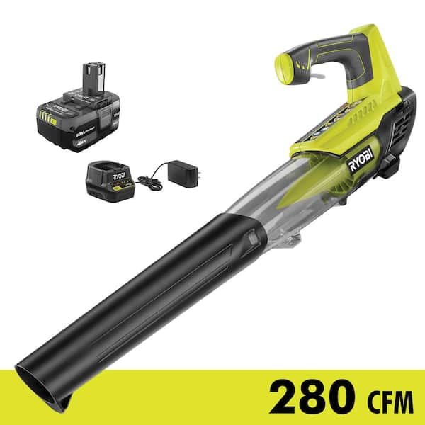 liste blæse hul korrekt RYOBI ONE+ 18V 100 MPH 280 CFM Cordless Battery Variable-Speed Jet Fan Leaf  Blower with 4.0 Ah Battery and Charger P2180 - The Home Depot