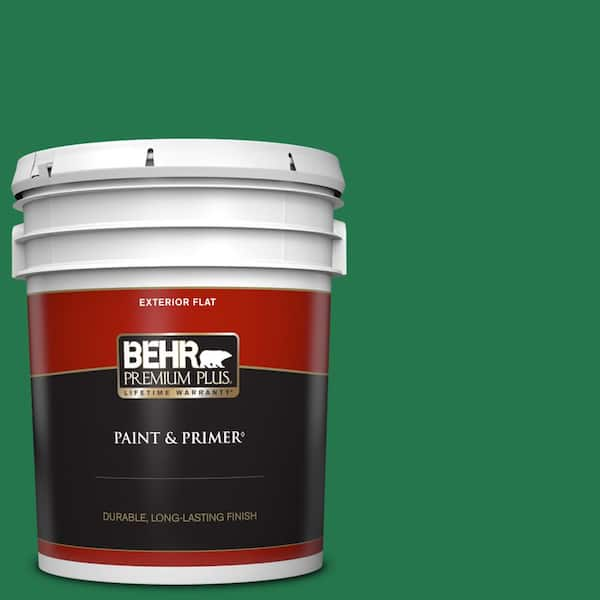 BEHR PREMIUM PLUS 5 gal. #460B-7 Pine Grove Flat Exterior Paint & Primer