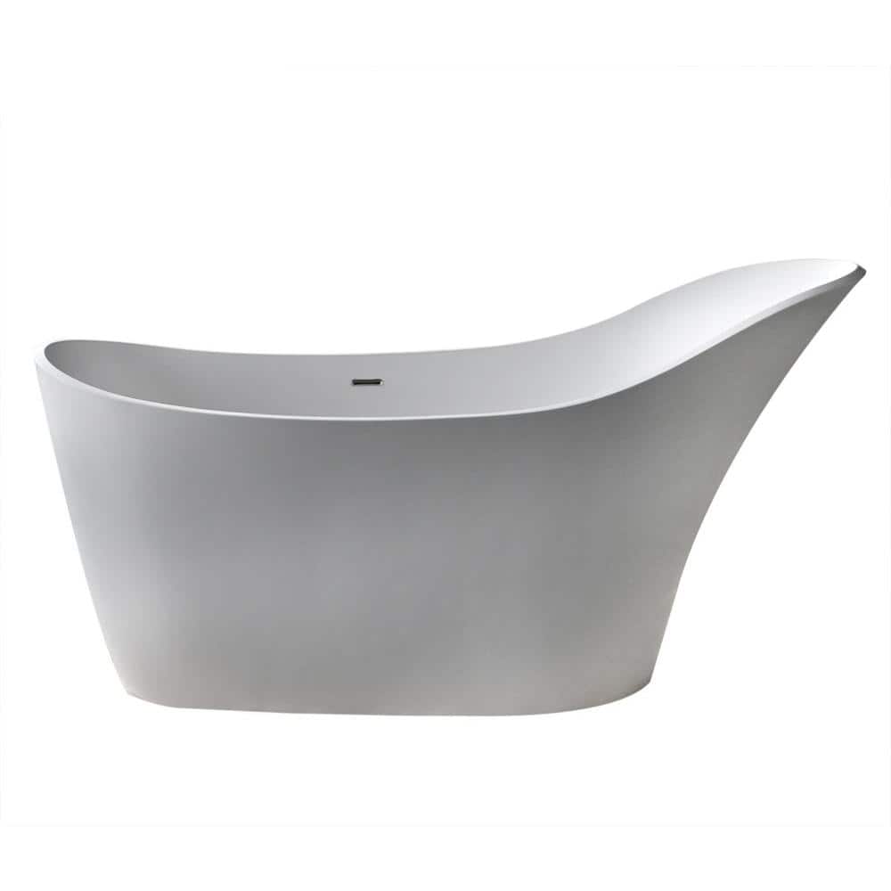 Matte White 90'' Freestanding Solid Surface Bathtub