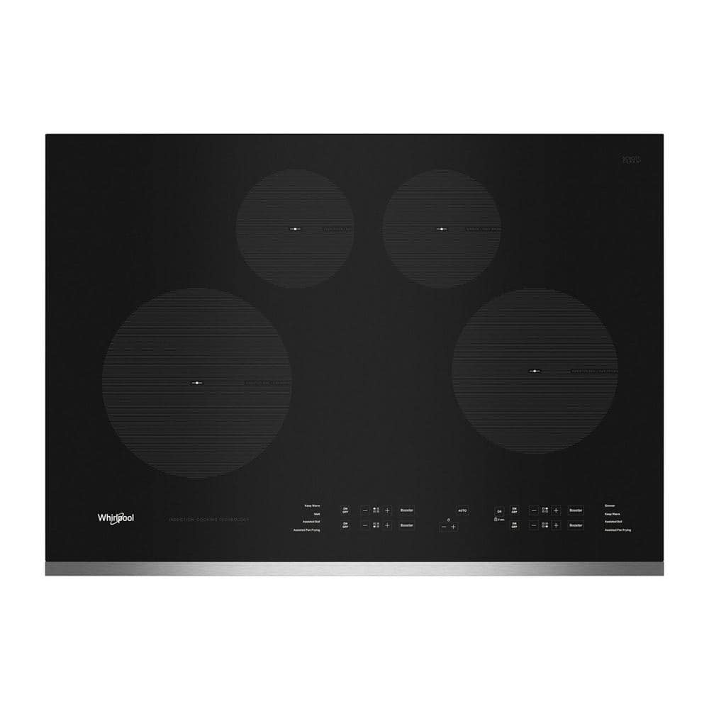 Whirlpool 30 in. Glass Electric Induction Cooktop in Stainless Steel with 4 Elements including Quick Cleanup, Silver