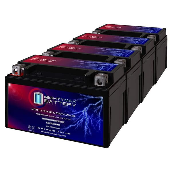 MIGHTY MAX BATTERY 12-Volt 6 AH Sealed Lead AGM Battery for Motorcycles (4-Pack)
