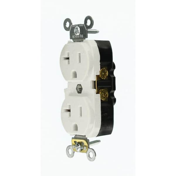 20 Amp 125 V Industrial Grade Self Grounding Duplex Outlet/Receptacle, White (1-Pack) 5362-SW