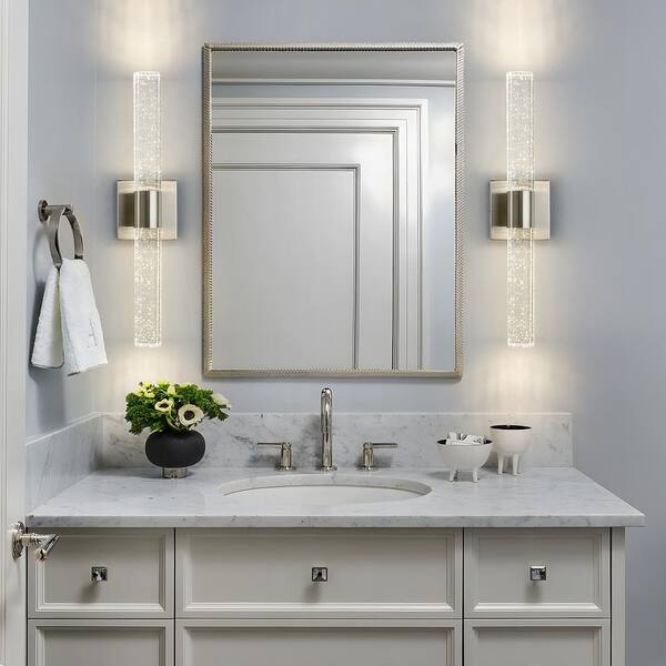 KAISITE Modern 2-Light Brushed Nickel Dimmable Wall Sconce With