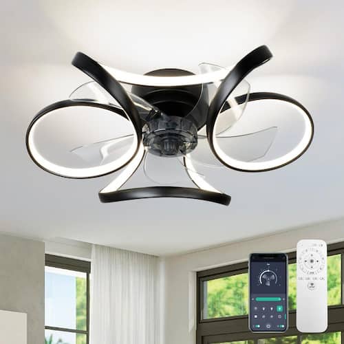 19.7 in. Petal-Shaped Recessed Led Fan Light, Cool White-Natural-Warm White, App and Handheld Remote, 6 Speeds, Timer Ceiling Fans