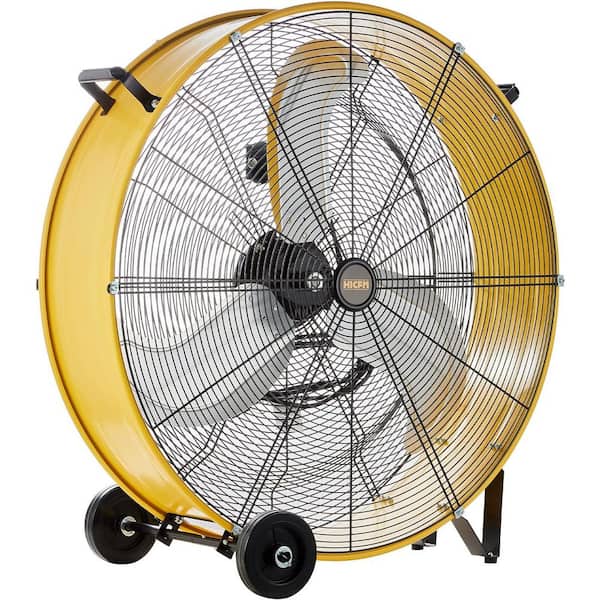 30 in. 13000 CFM Heavy-Duty High Velocity Barrel Floor Drum Fan with Powerful 1/3 HP Motor in Yellow