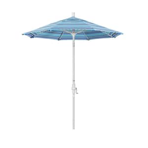 7.5 ft. Matted White Aluminum Market Patio Umbrella Fiberglass Ribs and Collar Tilt in Dolce Oasis Sunbrella