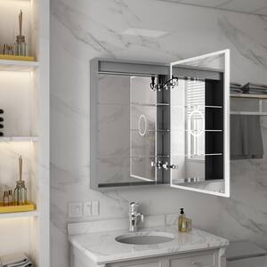 Home Decorators Collection 19-7/8 in. W x 28-1/4 in. H Fog Free Framed  Recessed Mount Extended Storage Bathroom Medicine Cabinet in White w/ Mirror  45428 - The Home Depot