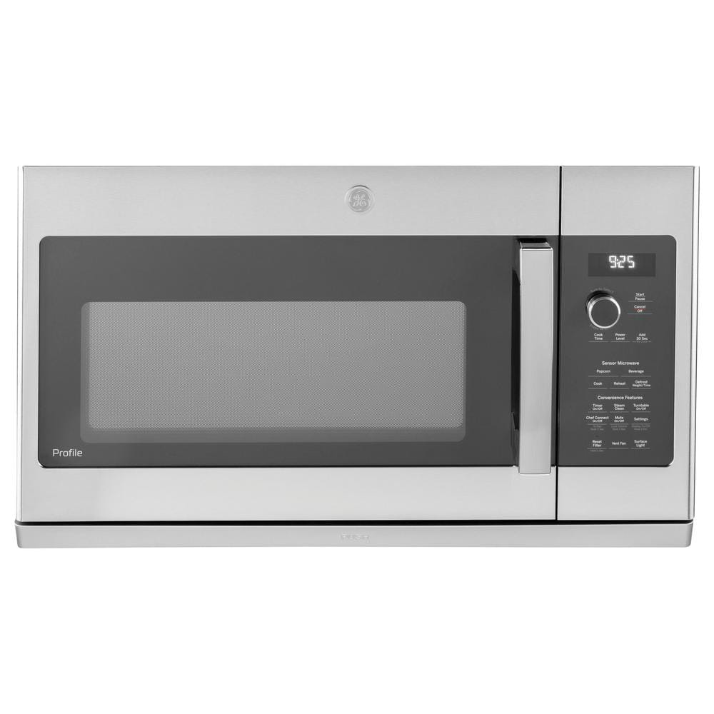 GE Profile 2.2 Cu. Ft. Over the Range Microwave in Stainless Steel with Extendable Slide-Out Vent, Silver