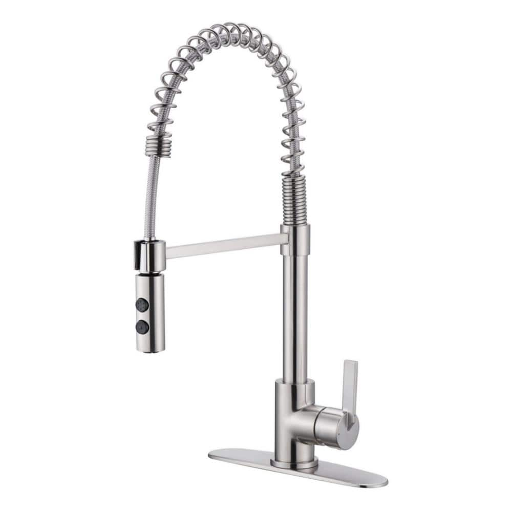 Ultra Faucets Euro Spring Single Handle Pull-Down Sprayer Kitchen ...