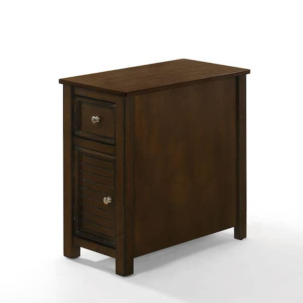 Benjara 11.81 in. Brown Rectangular Wood Top End Table