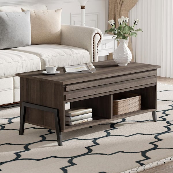 ARTFUL LIVING DESIGN Aurora 41.9 in. Brown Rectangle Manufactured Wood  Storage Coffee Table with Lift Top SMW02W-2111E - The Home Depot