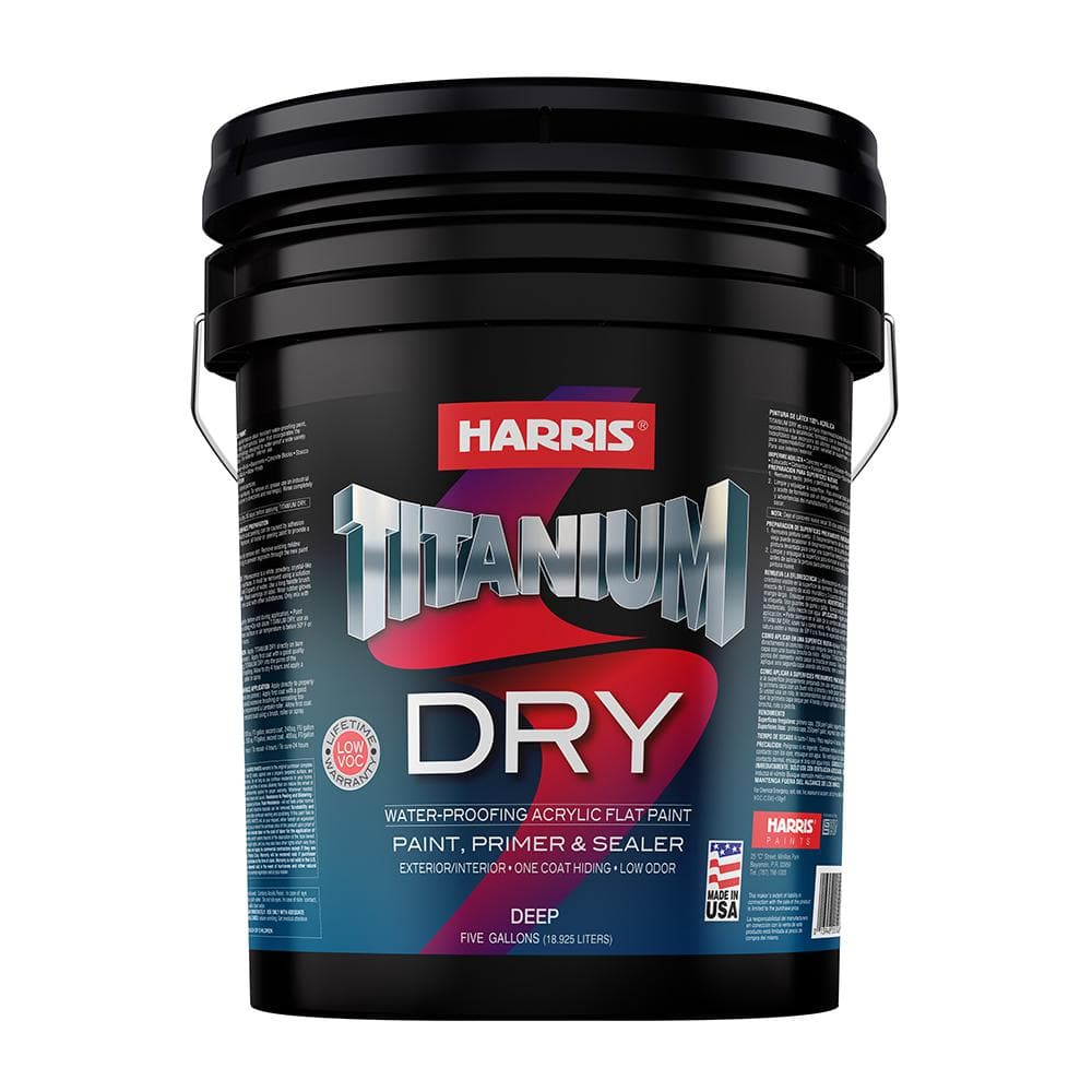 Harris Titanium Dry 5 gal. Flat Acrylic Base Tintable Paint with Primer 20506 The Home Depot
