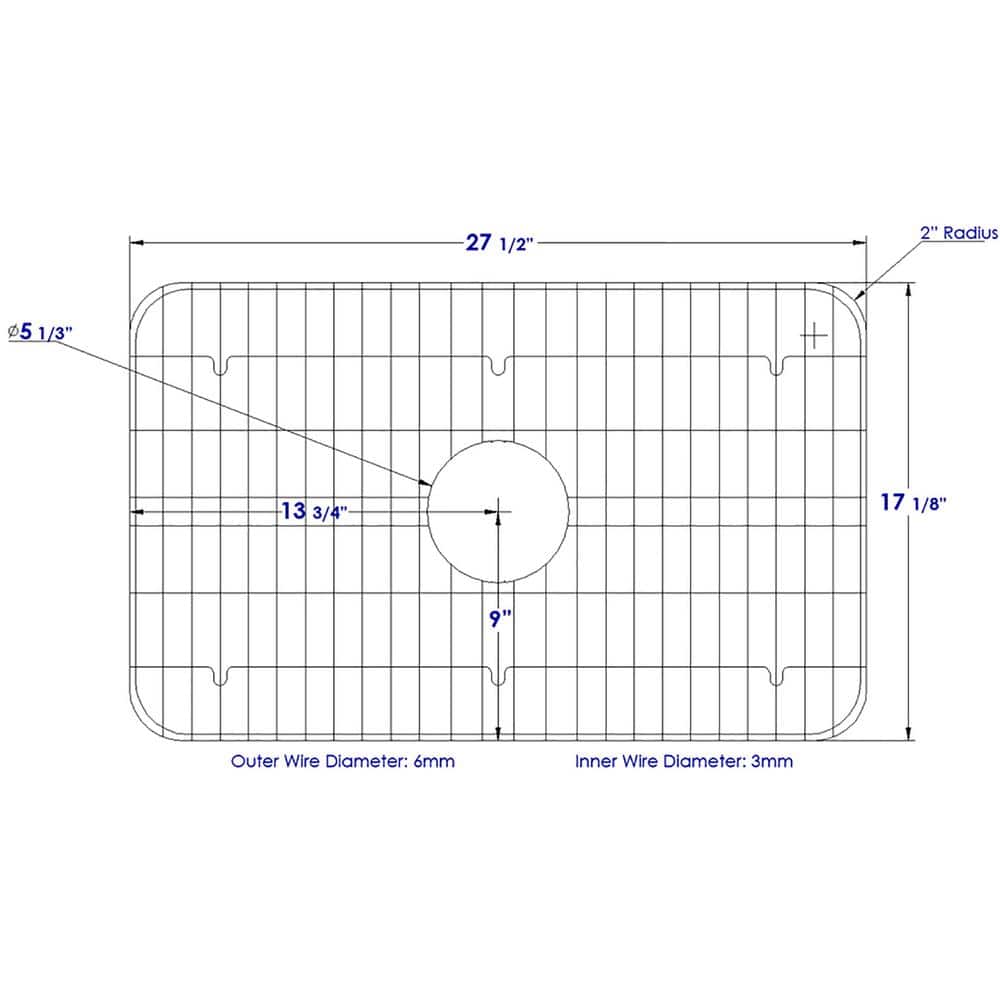 Solid Stainless Steel Kitchen Sink Grid with Plastic Feet