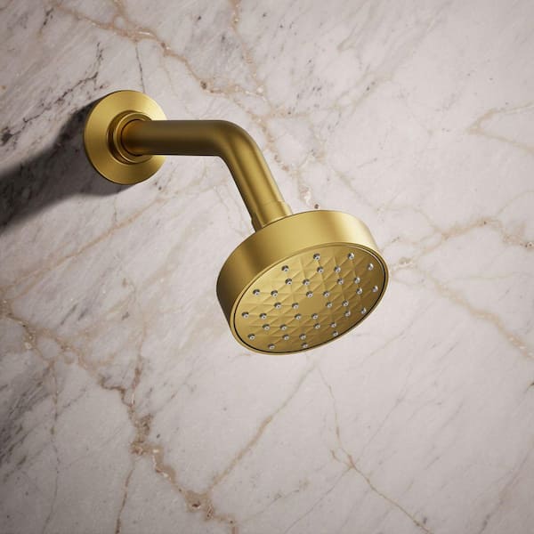 Awaken 1-Spray Patterns with 1.75 GPM 3.75 in. Wall Mount Fixed Shower Head in Vibrant Brushed Moderne Brass