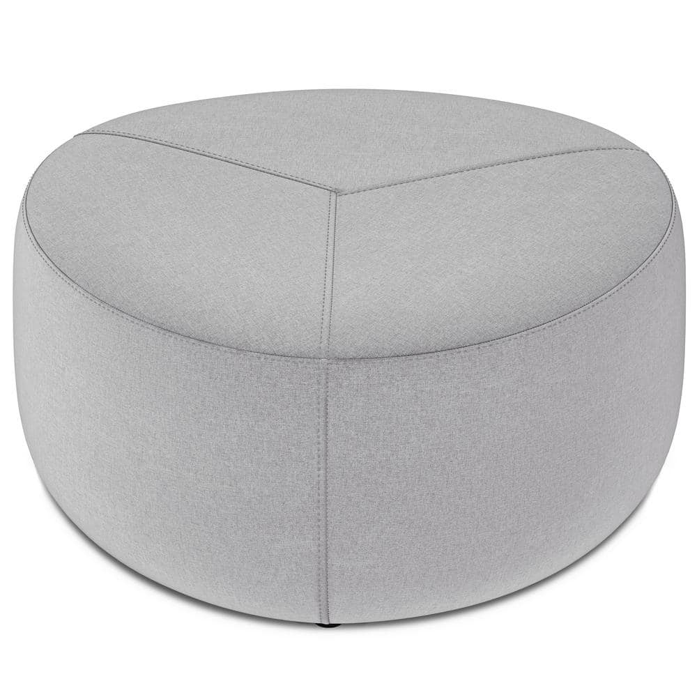 Moore 32" Light Grey Linen Round Ottoman