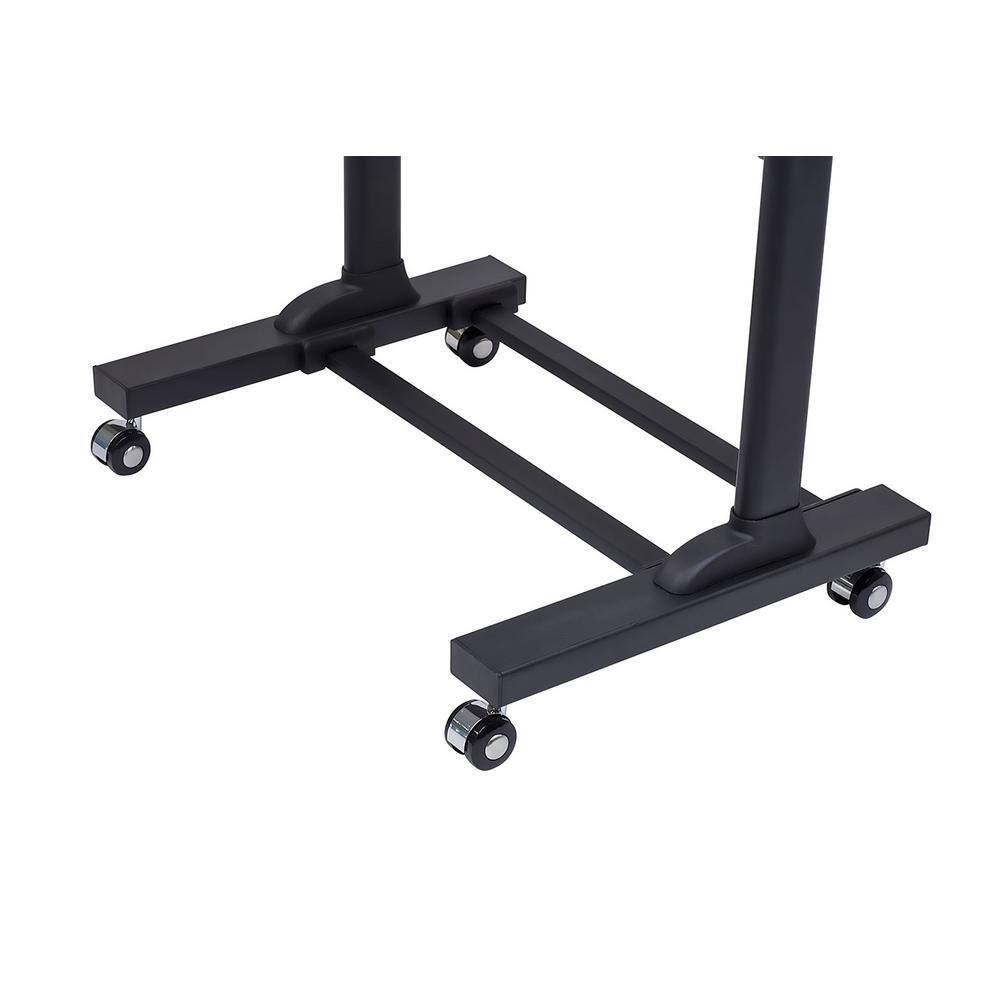 Black Adjustable Mobile Stand Up Desk with Particleboard Top