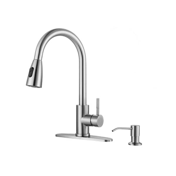 ALEASHA SingleHandle Pull Down Sprayer Kitchen Faucet with Soap