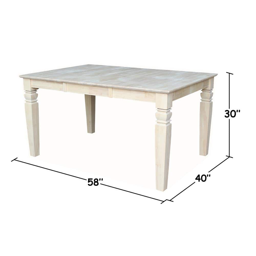 Java Butterfly Leaf Extendable Unfinished Wood Dining Table