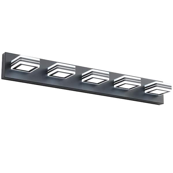 Etokfoks 32.28 in. 6-Lights Black LED Vanity Light Bar with Modern and Simple Style Design