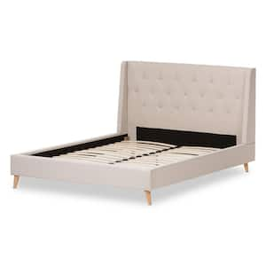 Adelaide Beige Fabric Upholstered Queen Platform Bed