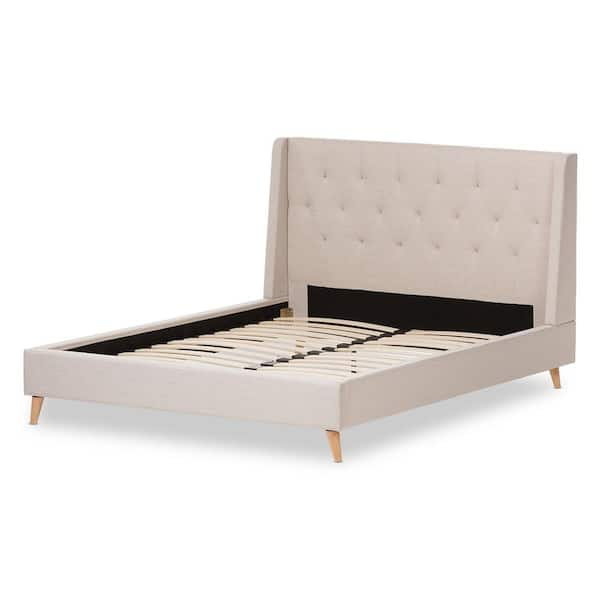 Baxton Studio Adelaide Beige Fabric Upholstered King Platform Bed