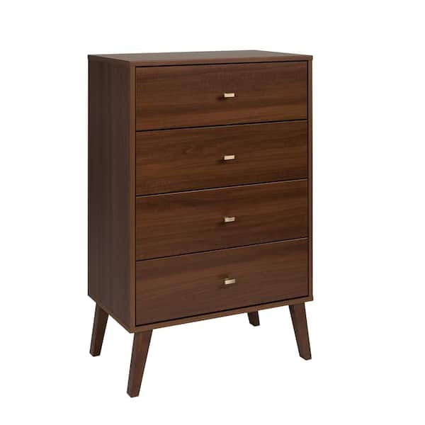 null Milo Mid Century Modern 4-Drawer Cherry Chest 41 in. H x 26.5 in. W x 16 in. D