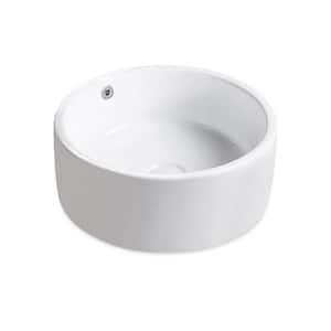 Ceramic Circular Vessel Sink Bathroom Sink in White