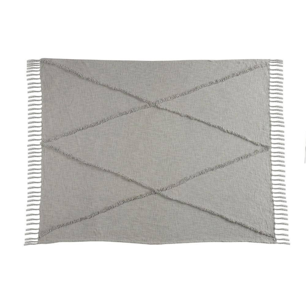 Light Gray Knitted Cotton Throw Blanket 50" x 60"
