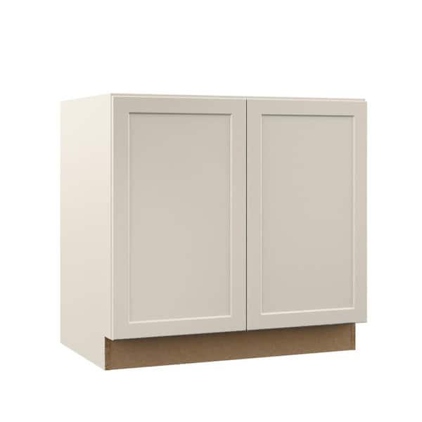 Hampton Bay Designer Series Melvern 36 in. W 24 in. D 34.5 in. H Assembled Shaker Full Height Base Kitchen Cabinet in Cloud