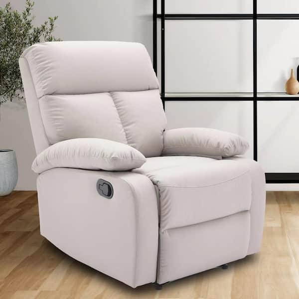 Cream leather discount manual recliner chair