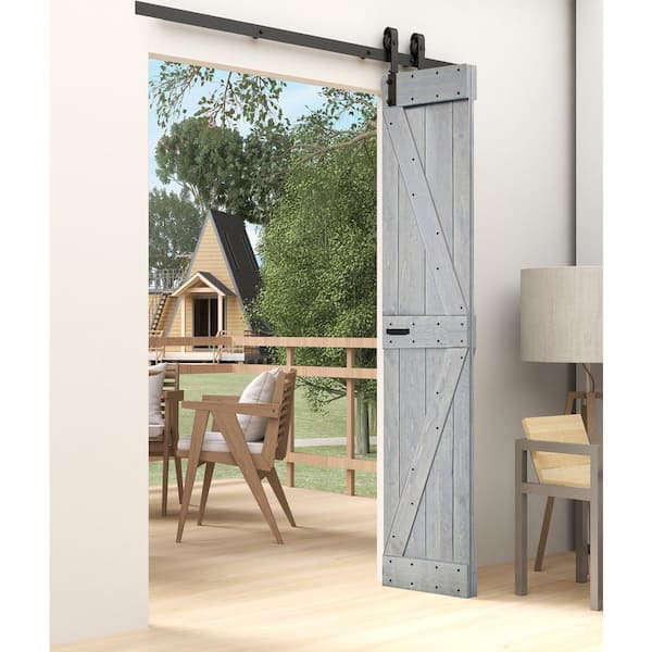 K Style 24in. x 80in . (12in. x 80 in. x2 Panels)French Gray Solid Core Wood Bi-fold Door With Hardware -Assembly Needed