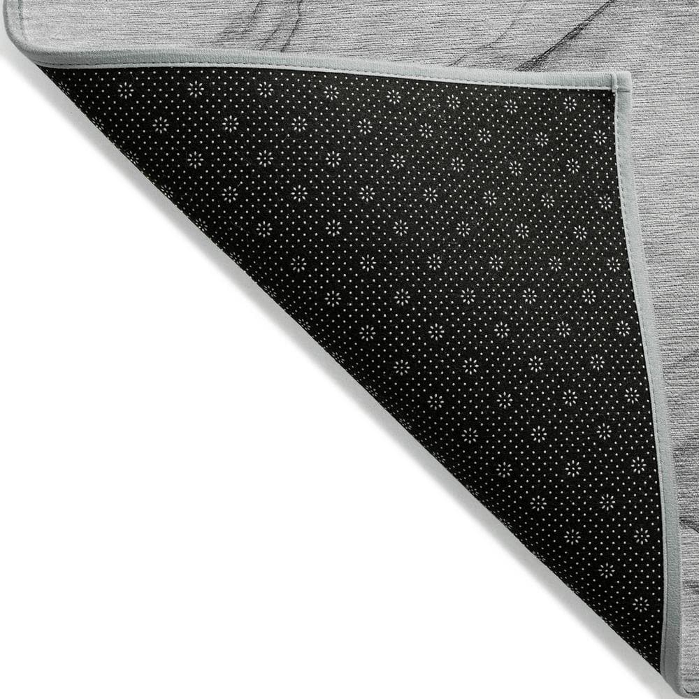 Gray Flat Woven Synthetic Rectangular Washable Rug