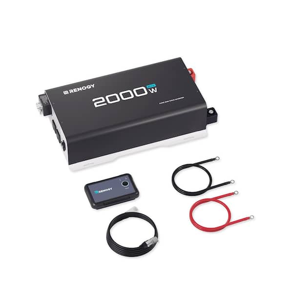 Renogy 2000-Watt 24-Volt Pure Sine Wave Inverter 4000-Watt Peak Power 92% Energy Efficiency, with 2 AC Outputs, Remote Control