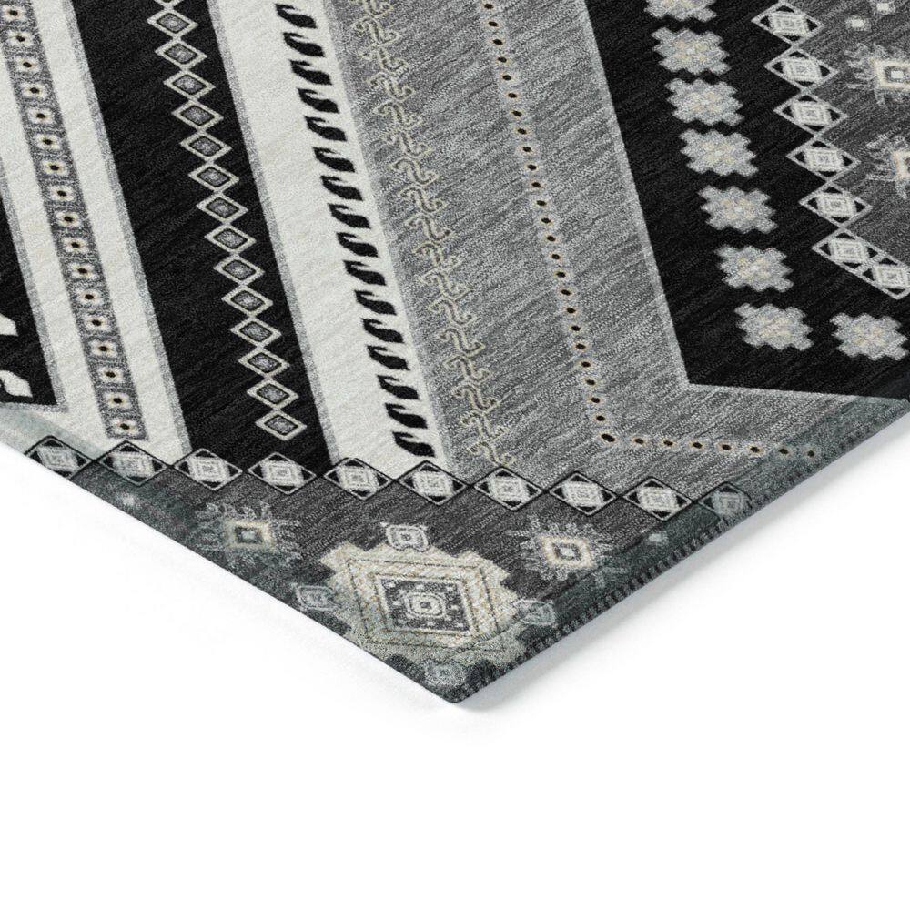 Black Synthetic Rectangular Washable Indoor/Outdoor Rug 30" x 20"