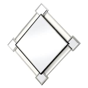 45 in. H x 2 in. W Silver Diamond Shaped Beveled Accent Wall Mirror with Mirror Inserts