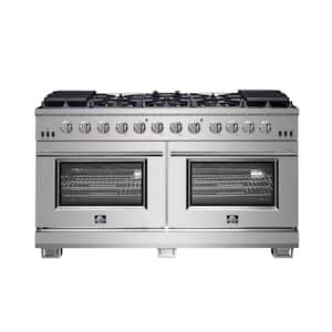 Capriasca Titanium Professional 60 in. Freestanding Pro Style Double Oven Gas Range in Stainless Steel