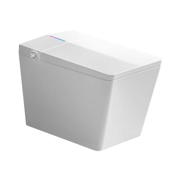 Moray Square Smart Bidet Toilet 1.28 GPF in White with Remote Control, Foot Touching Lid Opening, Auto Flush