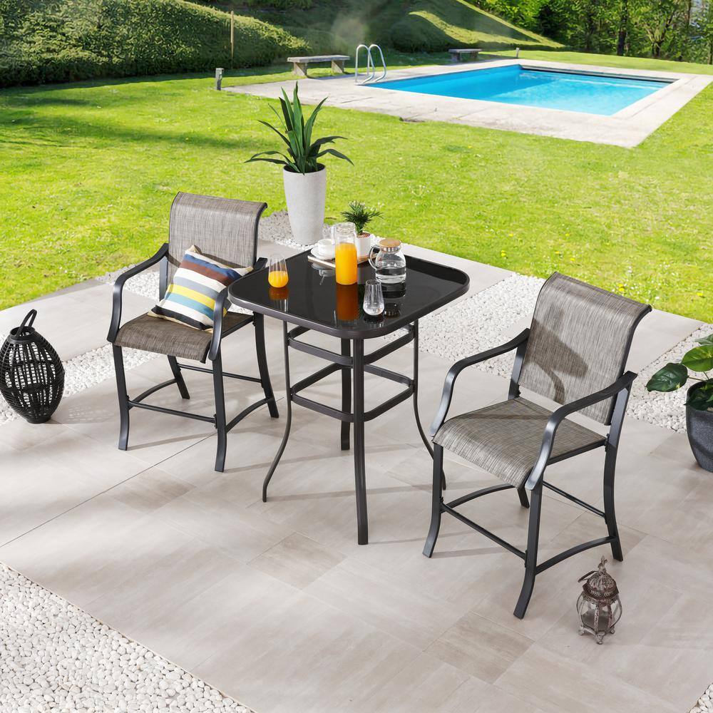 Patio Festival 3-Piece Metal Bar Height Outdoor Dining Set PF19033-273 ...