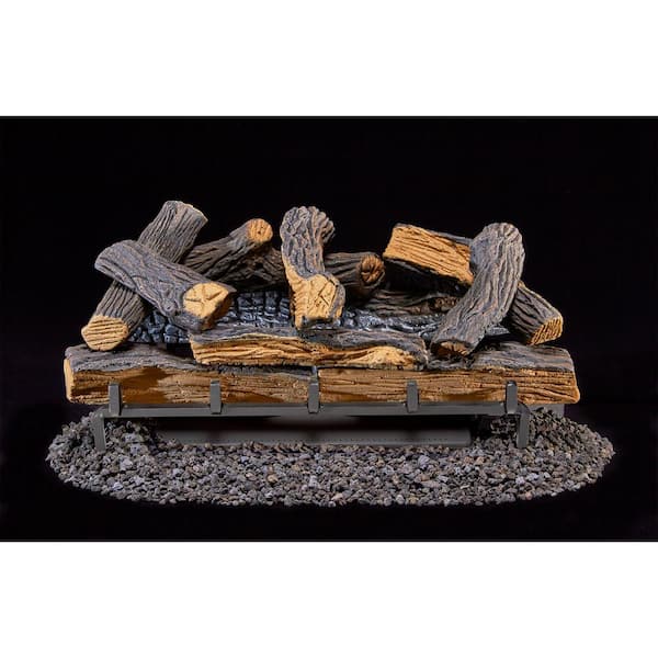 Duluth Forge Split Red Oak 24 in. Vent-Free Gas Fireplace Logs With  Thermostat 210069 - The Home Depot