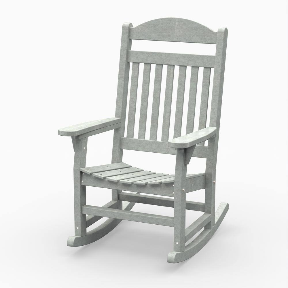WILDRIDGE Heritage Light Gray Traditional Rocking Chair Plastic Outdoor ...