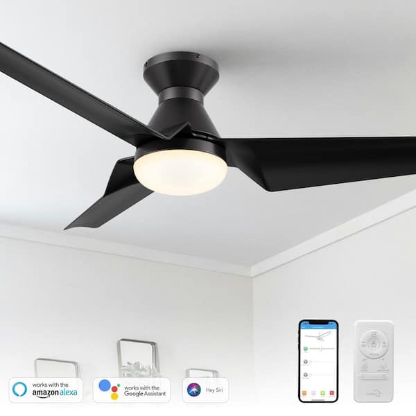 Jett 52 in. Dimmable LED Indoor Black Smart Ceiling Fan with Light and Remote, Works with Alexa and Google Home