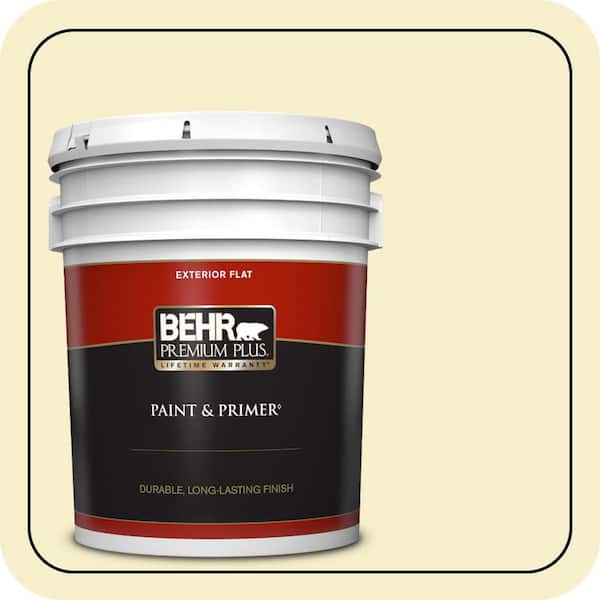 BEHR PREMIUM PLUS 5 gal. #ECC-11-1 Daybreak Sun Flat Exterior Paint & Primer