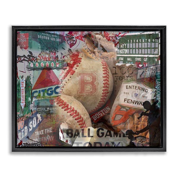 Entering Fenway Baseball Collage by Graffi tee Studios Black Floater Frame Sports Graphic Art Print 17 in. x 21 in.