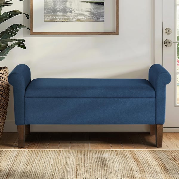 510 Design Aubrey Blue 46 in. Bedroom Bench with Storage