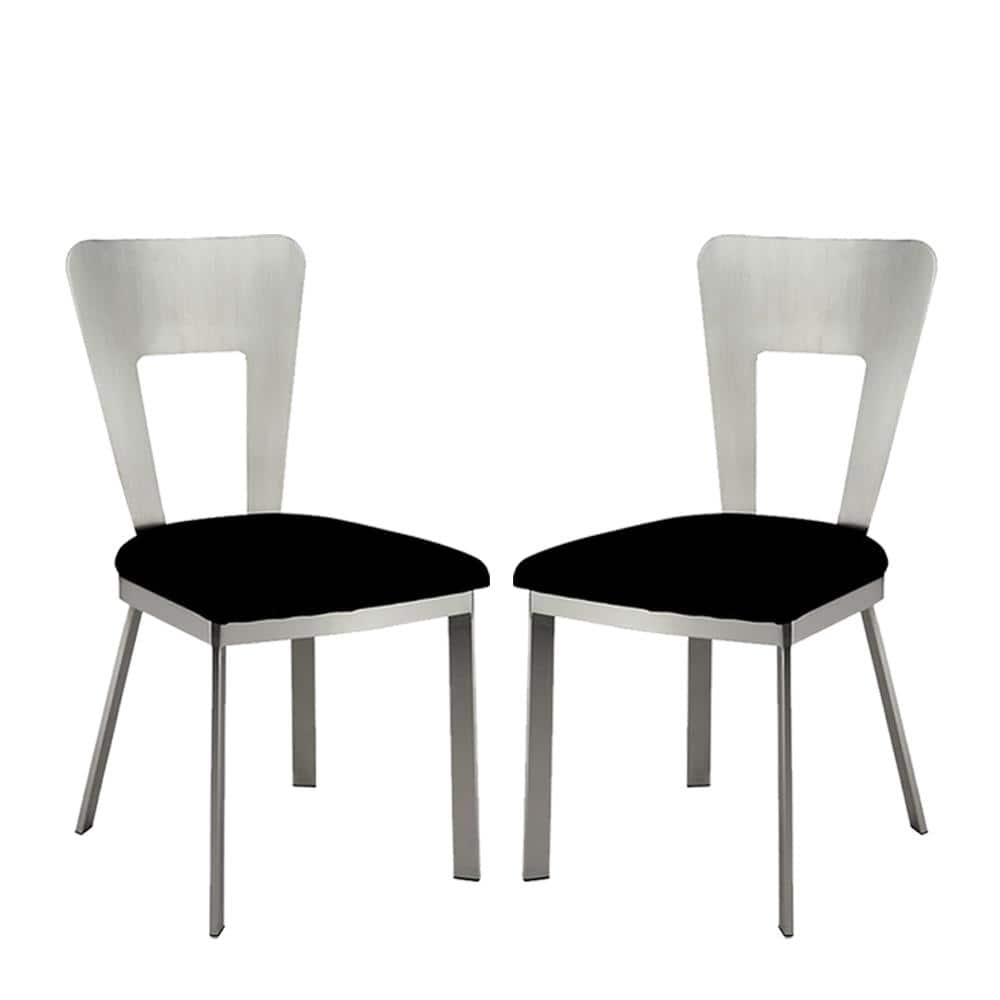 Nova Contemporary Microfiber Upholstered Side Chair in Silver/Black