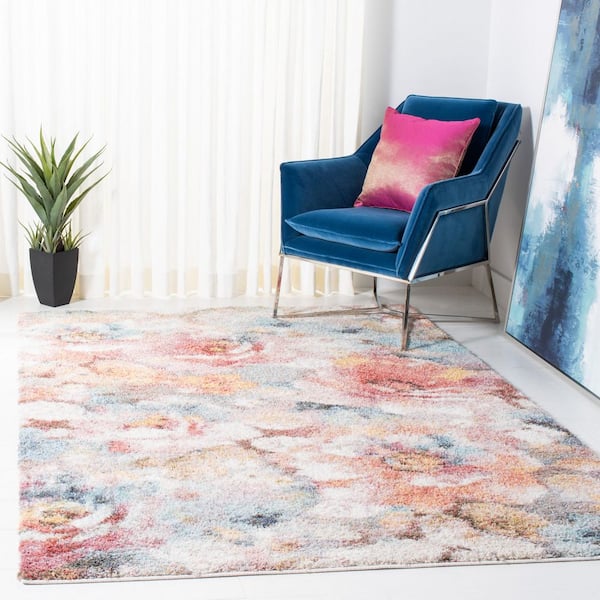 Calista 7 ft. x 9 ft. Rust/Ivory Oversized Floral Area Rug