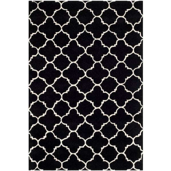 SAFAVIEH Chatham Black/Ivory 4 ft. x 6 ft. Geometric Multi-Trellis Area Rug