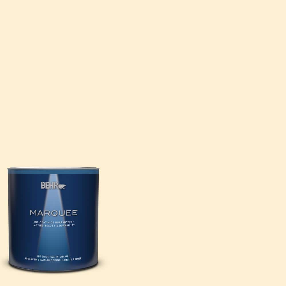 BEHR MARQUEE 1 qt. #YL-W3 Honied White Satin Enamel Interior Paint ...