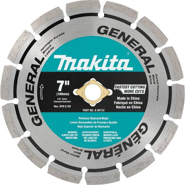 Makita 7 in. Segmented Rim General Purpose Diamond Blade (Wet and Dry Cutting)