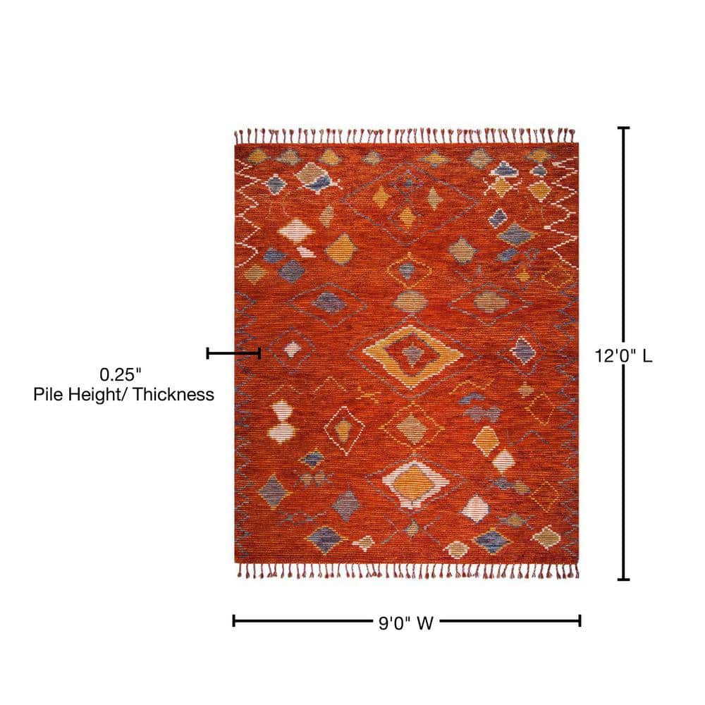 Tribal Essence Hand-Knotted Wool Area Rug in Red/Multi, 9' x 12'